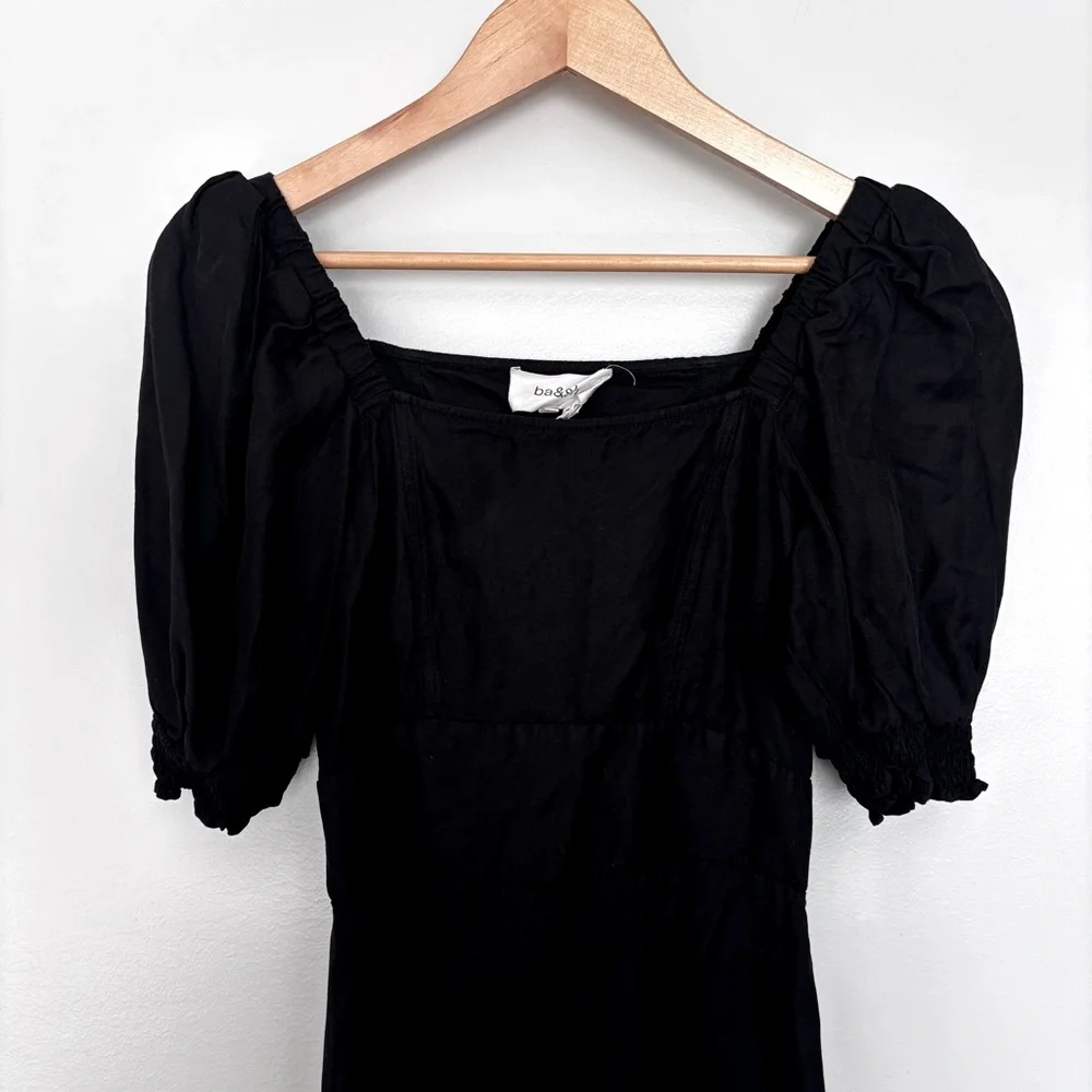 Ba&sh Palaia Black Puff Sleeve Open Back Smocked Dress Size XS - Picture 7 of 15